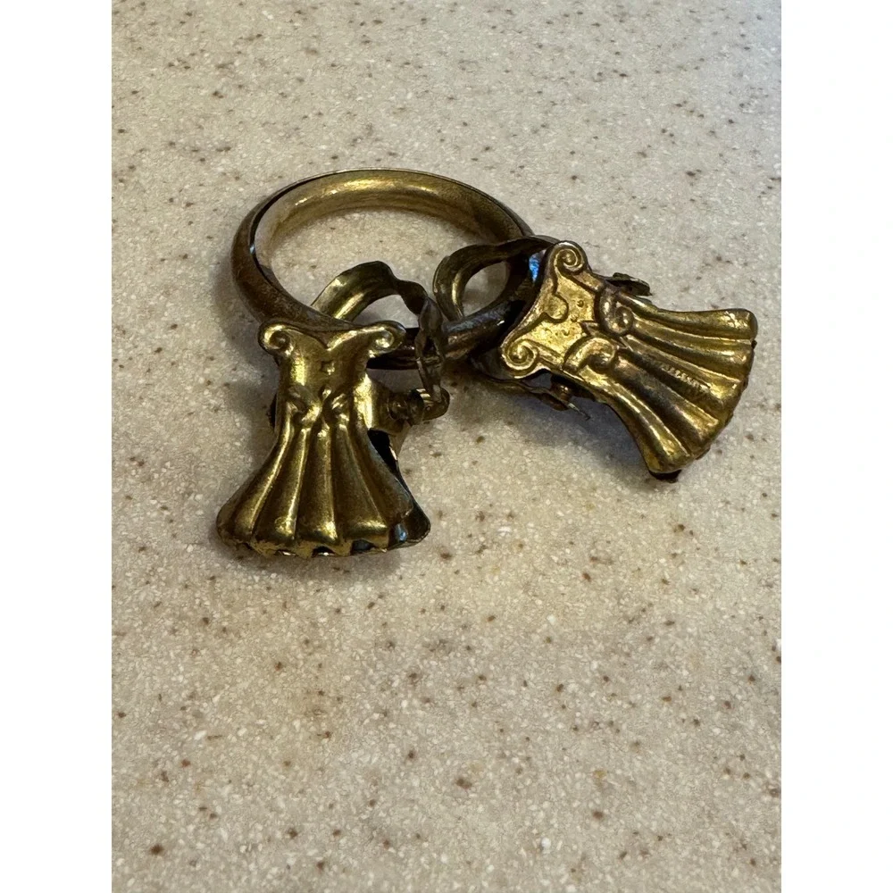 Vintage Brass Cafe Curtain Ring with Clips Germany Ornate Hardware